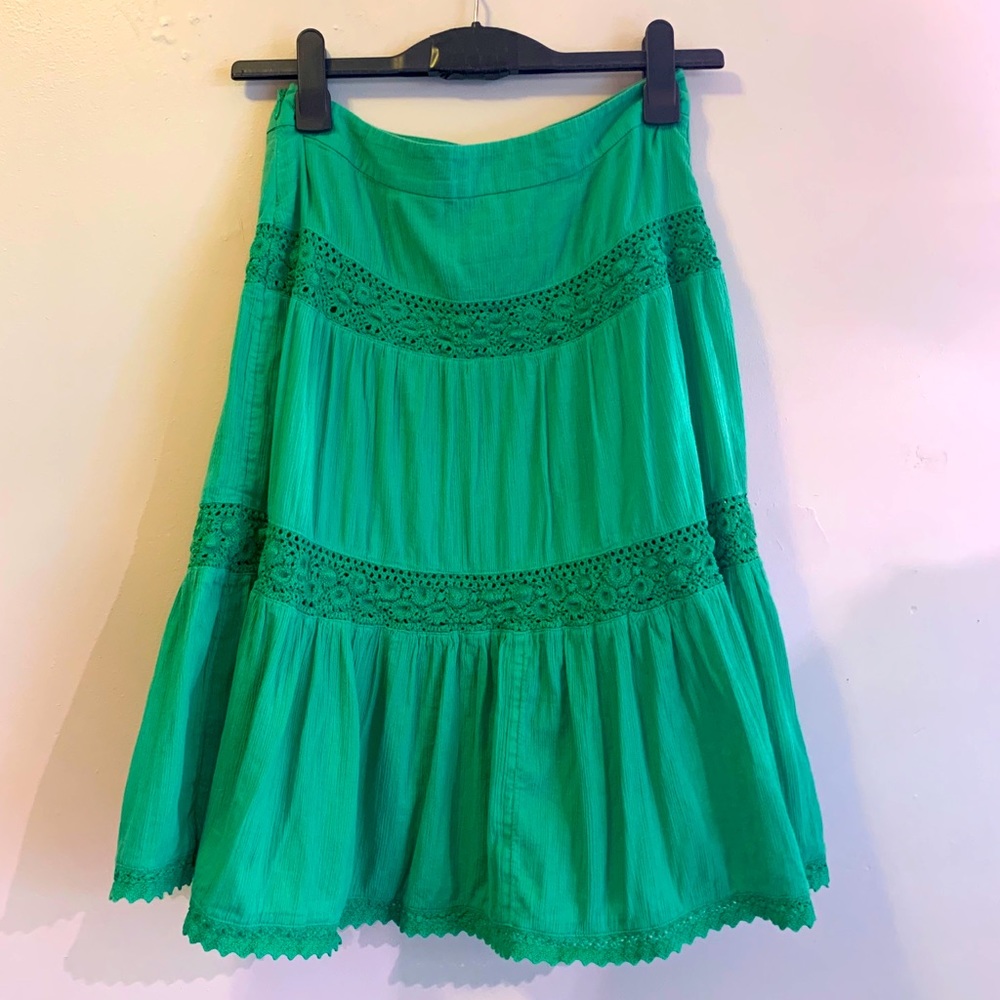 Green skirt with crochet detailing 🍀